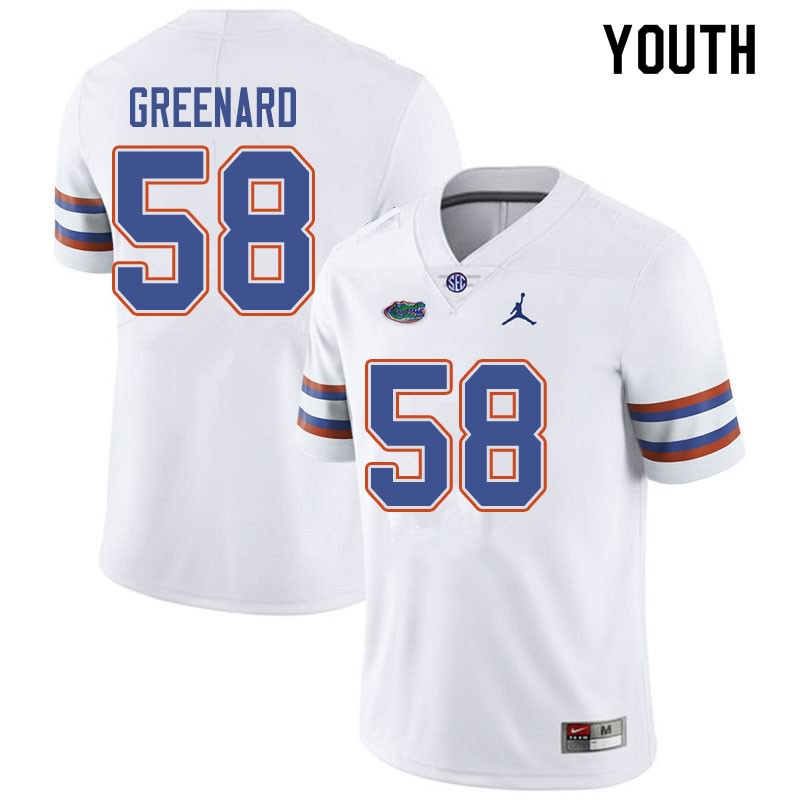 Youth NCAA Florida Gators Jonathan Greenard #58 Stitched Authentic Jordan Brand White College Football Jersey SIQ0365MH